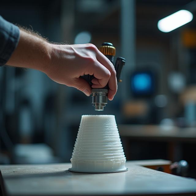 Technician performing drop test on prototype