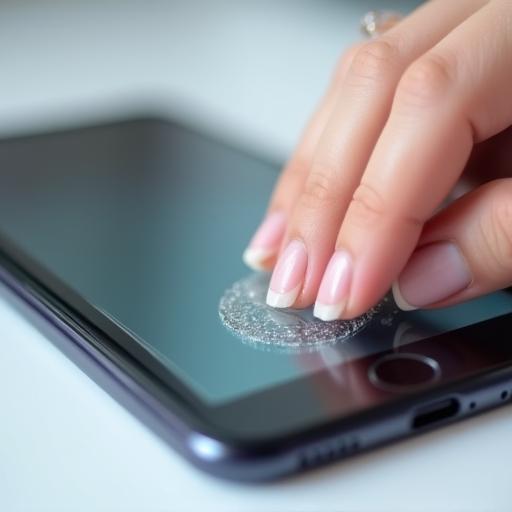 Screen protector being applied without bubbles